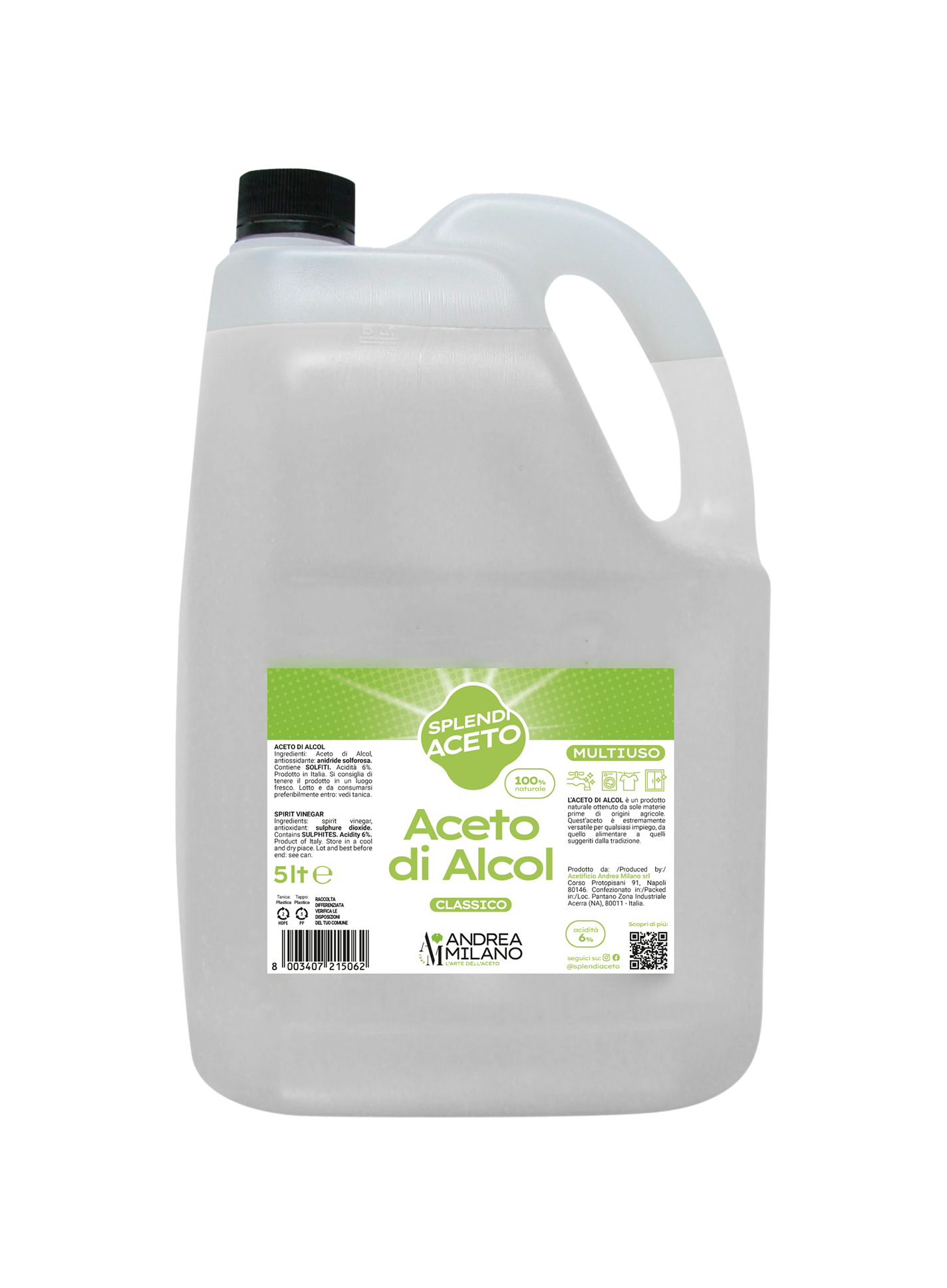 ACETO DI ALCOL MULTIUSO CLASSICO TANICA 5 LT BAT