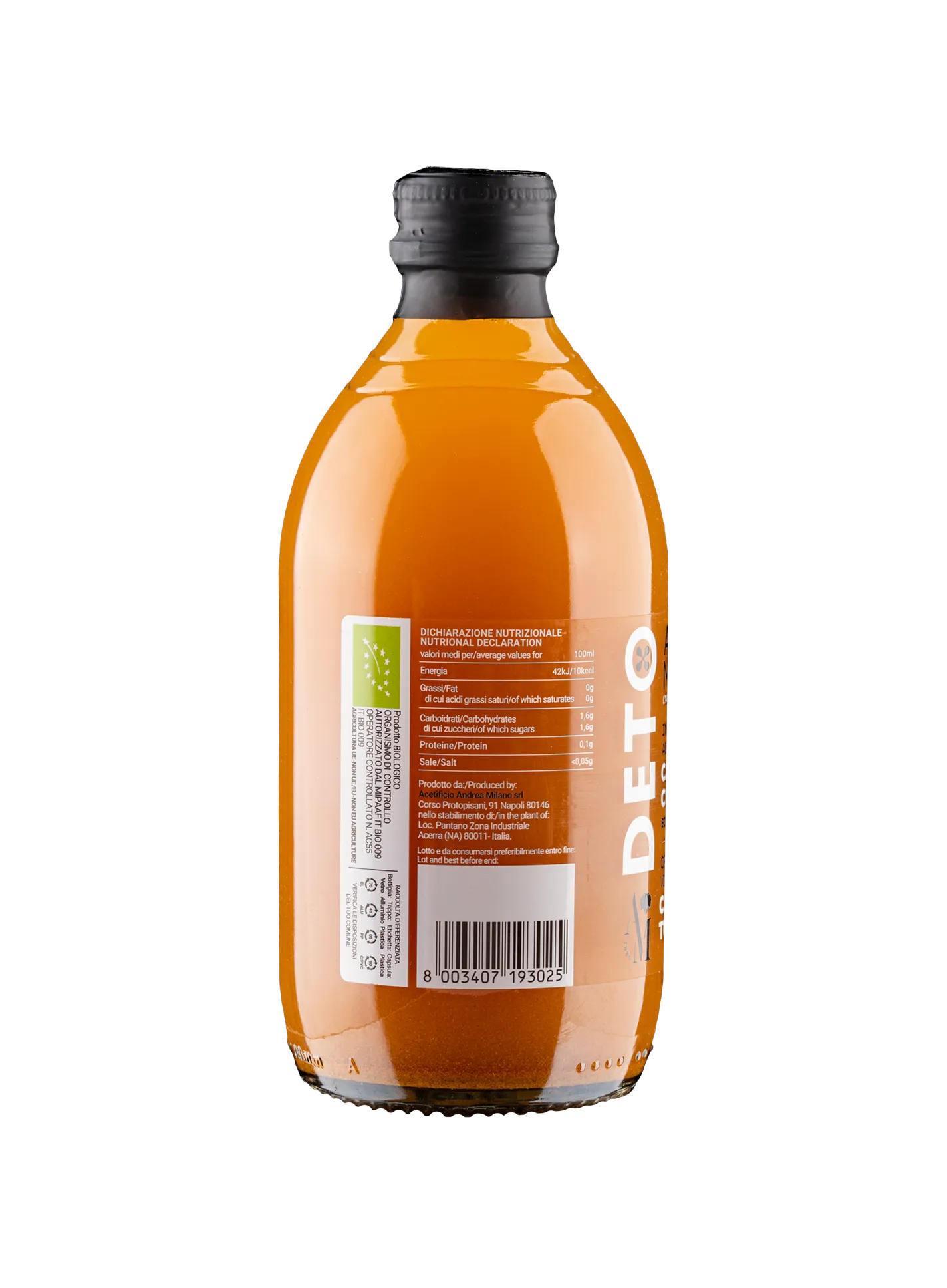 ORGANIC APPLE CIDER VINEGAR INFUSION WITH CINNAMON AND TURMERIC - DETO ANDREA MILANO