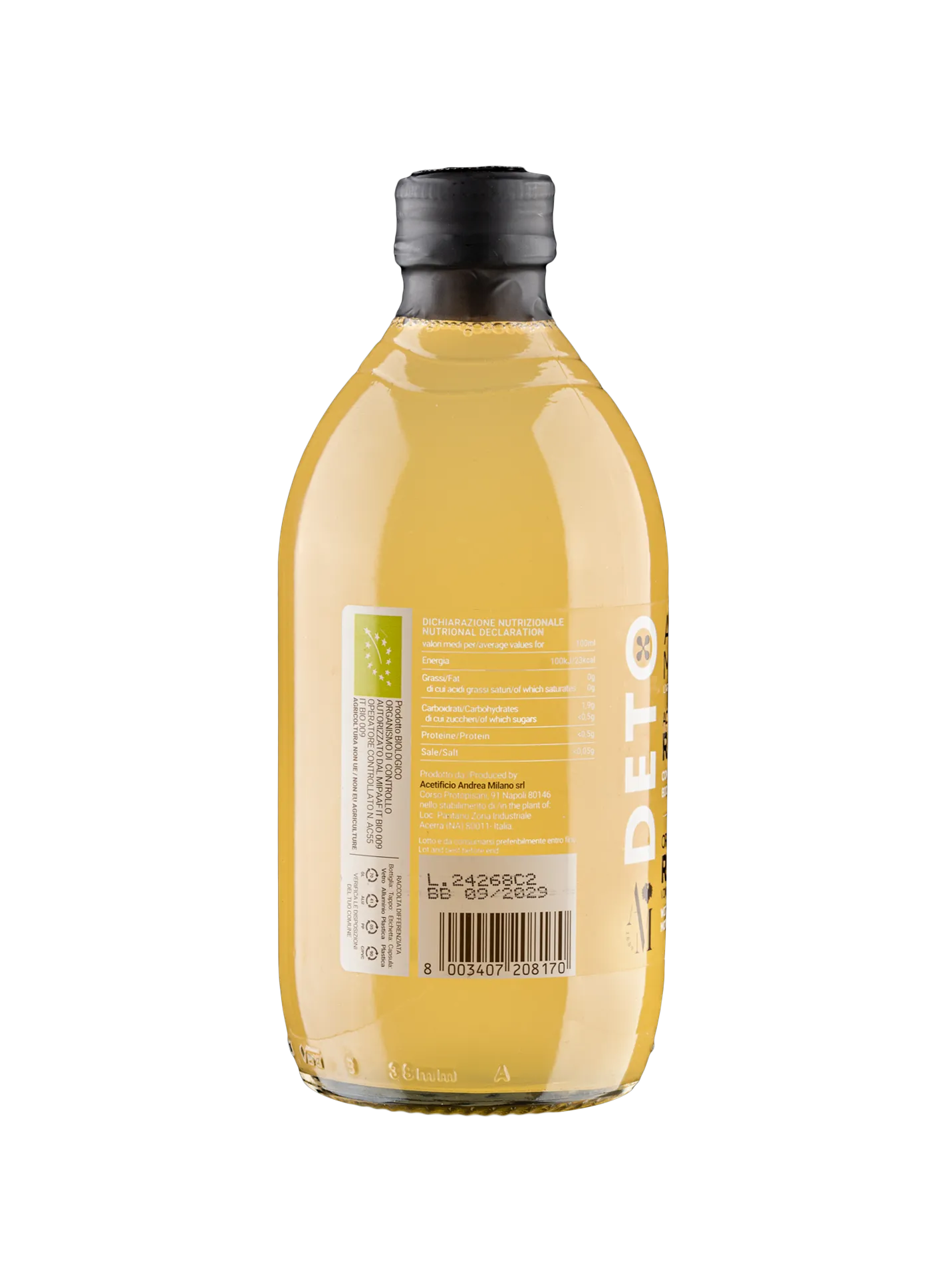 ORGANIC RICE VINEGAR - DETO ANDREA MILANO