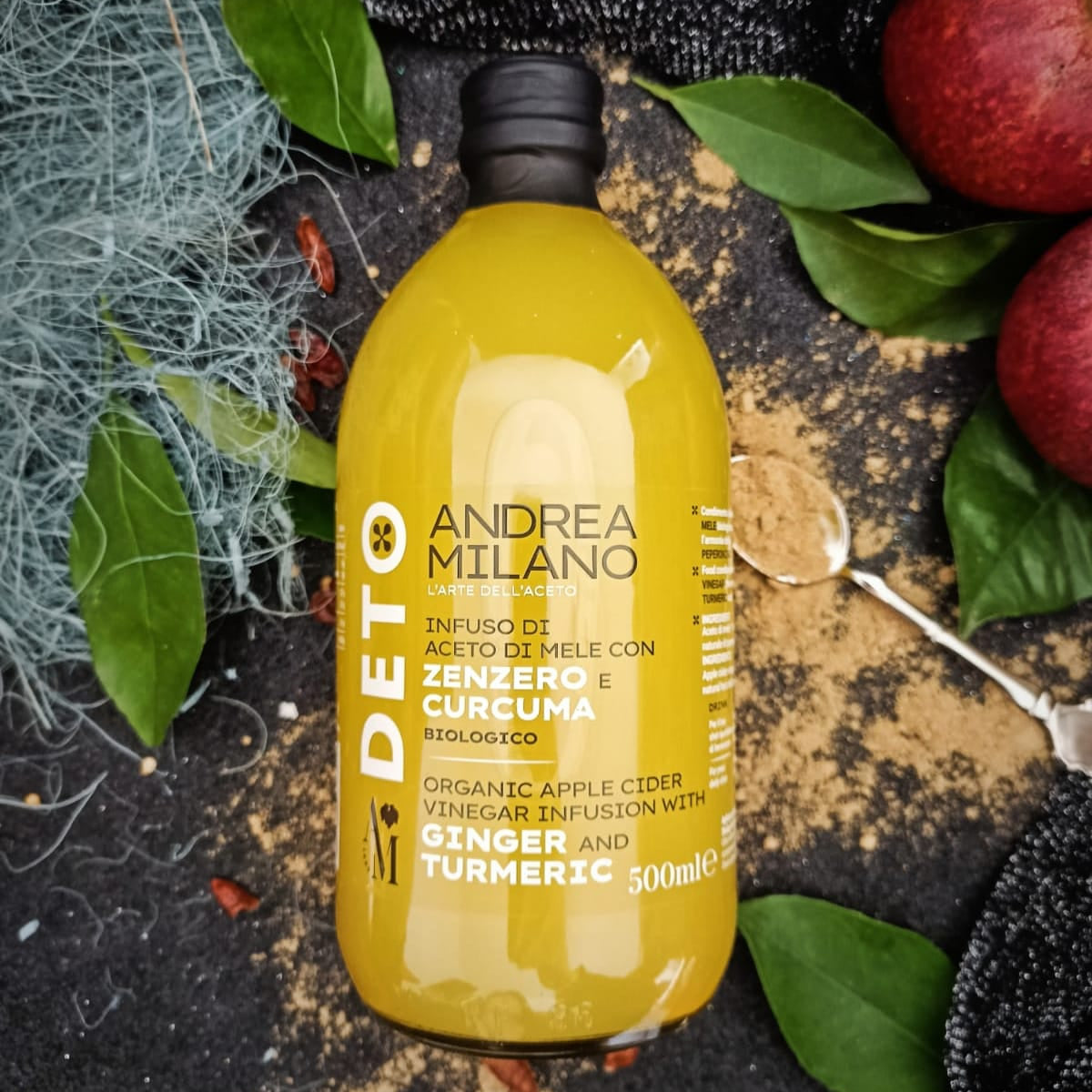 ORGANIC APPLE CIDER VINEGAR INFUSION WITH GINGER AND TURMERIC - DETO ANDREA MILANO