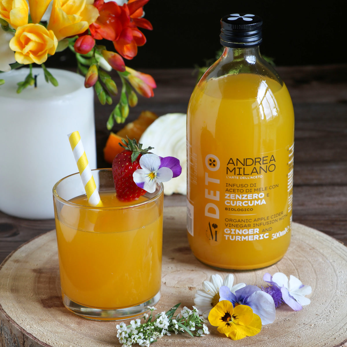 ORGANIC APPLE CIDER VINEGAR INFUSION WITH GINGER AND TURMERIC - DETO ANDREA MILANO