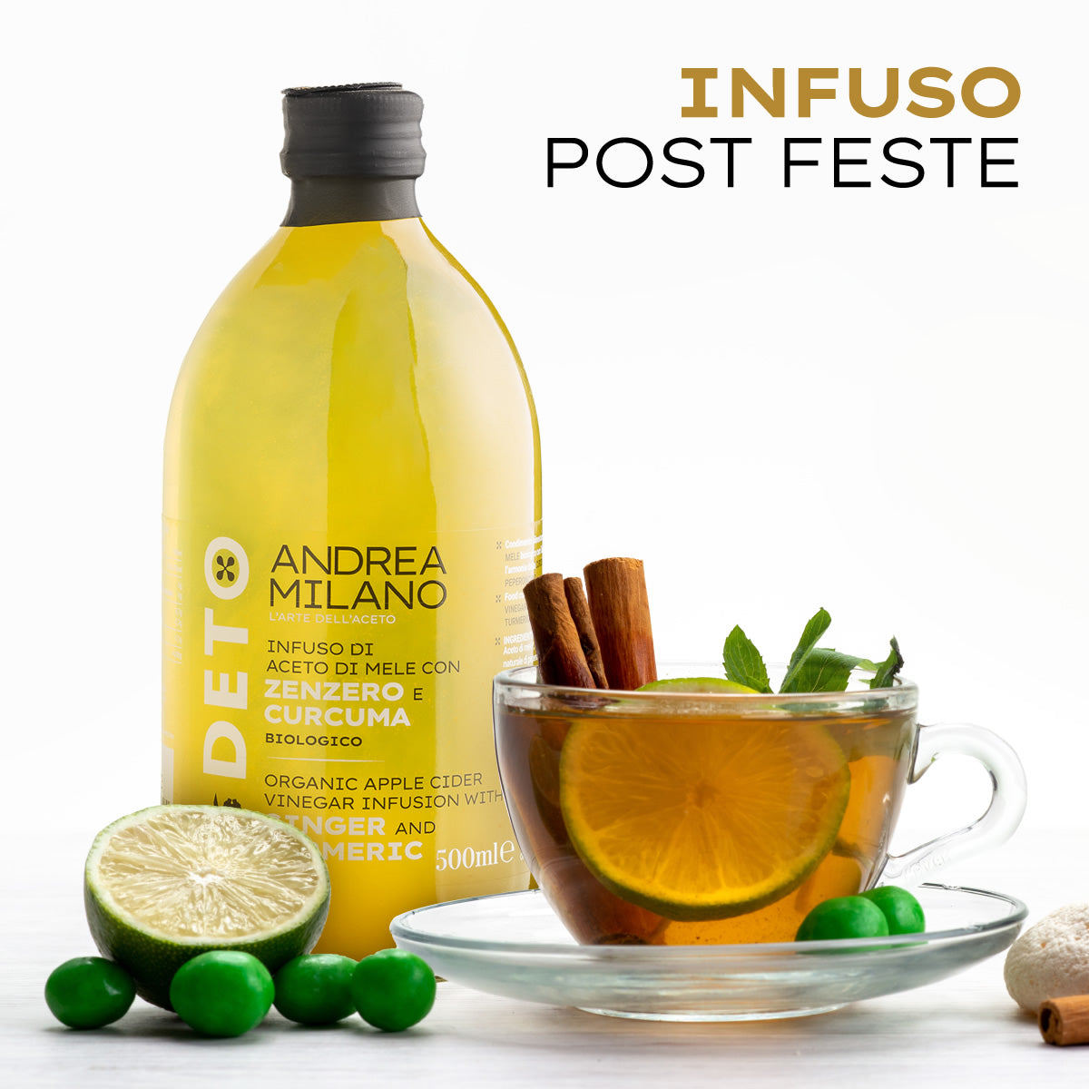 ORGANIC APPLE CIDER VINEGAR INFUSION WITH GINGER AND TURMERIC - DETO ANDREA MILANO